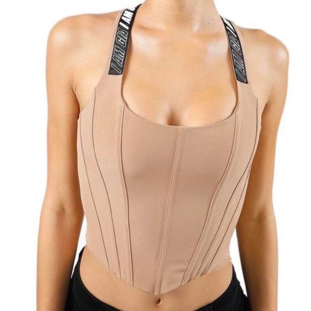 I. AM. GIA. Beige Nude Siobhan corset racer back top size M
